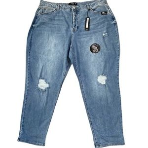 Stitch Star Button Fly‎ Distressed Mom Jeans Sz. 24 NWT